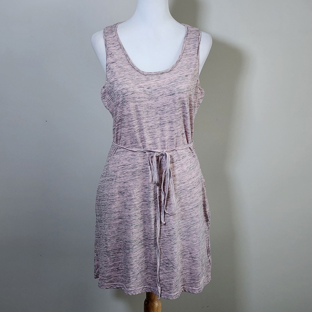 Bench Sleeveless Space Dye Dress Womens Medium Pink Heathered Tie Waist Pockets